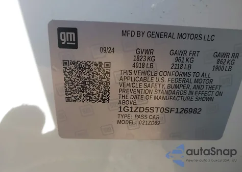 2025 Chevrolet Malibu Fwd 1Lt from USA, damaged, VIN 1G1ZD5ST0SF126982